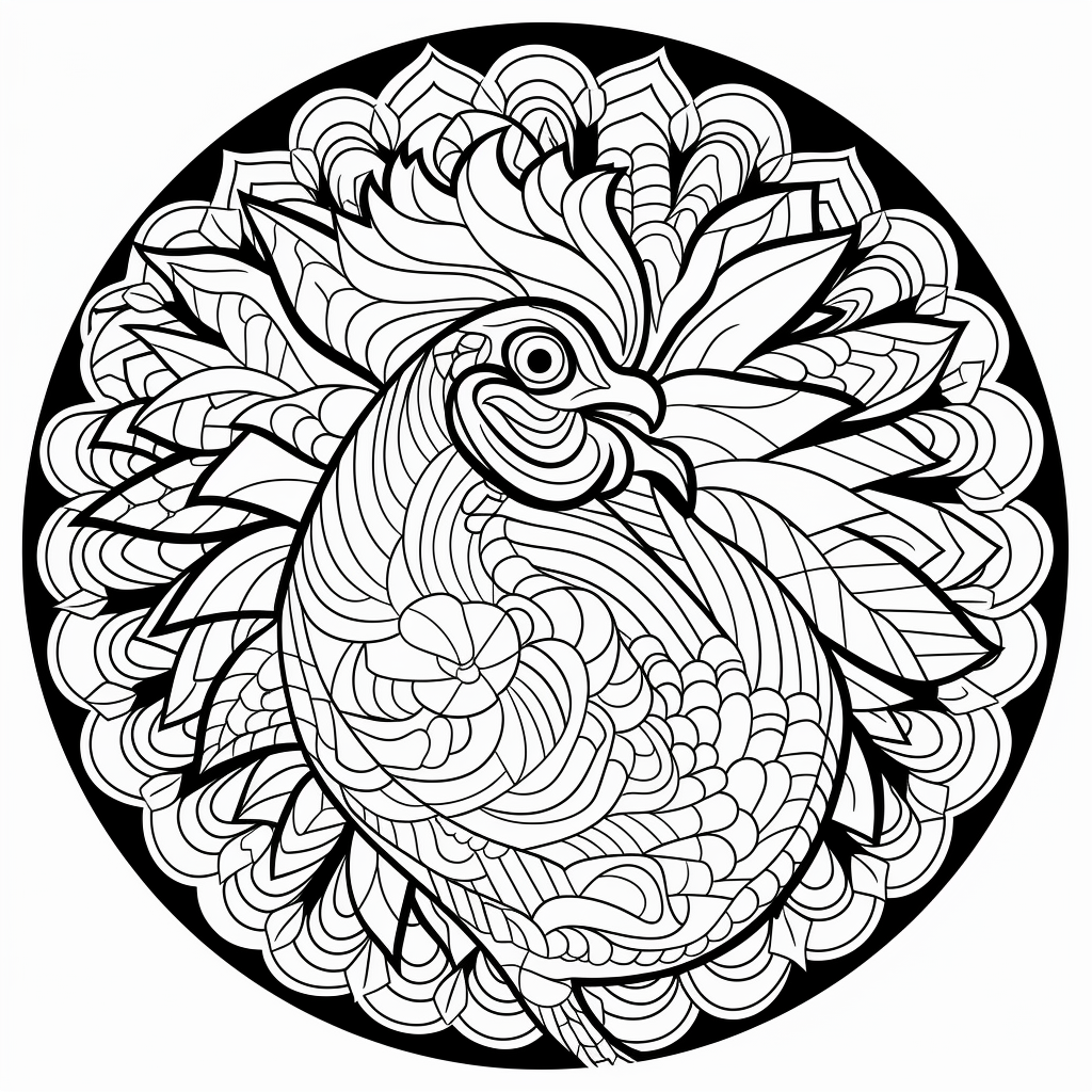 illustration of Festive chicken mandala for adults
