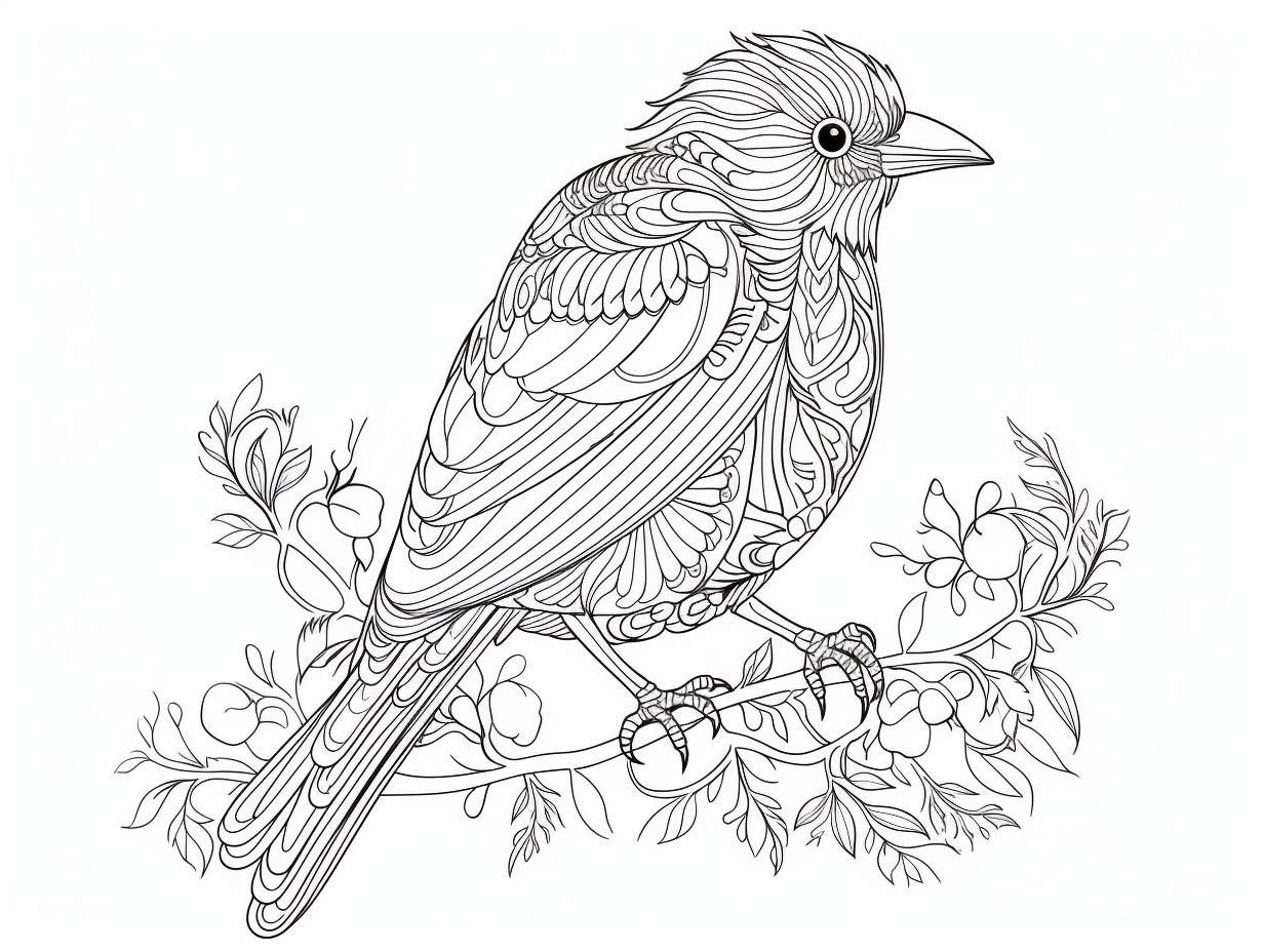 illustration of Festive Christmas bird coloring