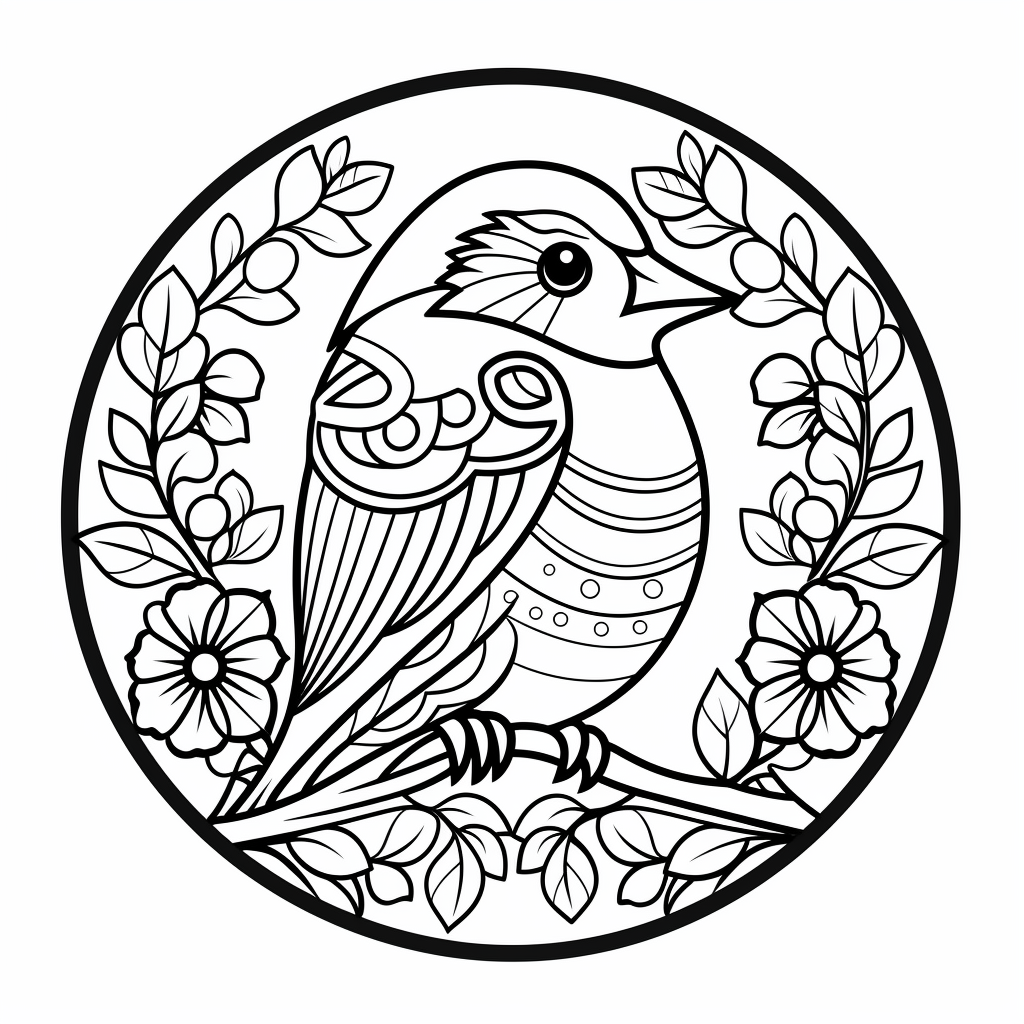 illustration of Festive Christmas bird mandala