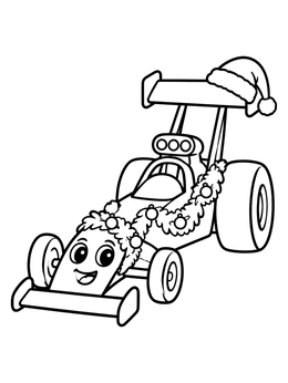 Free printable Festive Cartoon Christmas Dragster coloring page