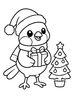 Free printable Festive Finch Celebrating Christmas coloring page