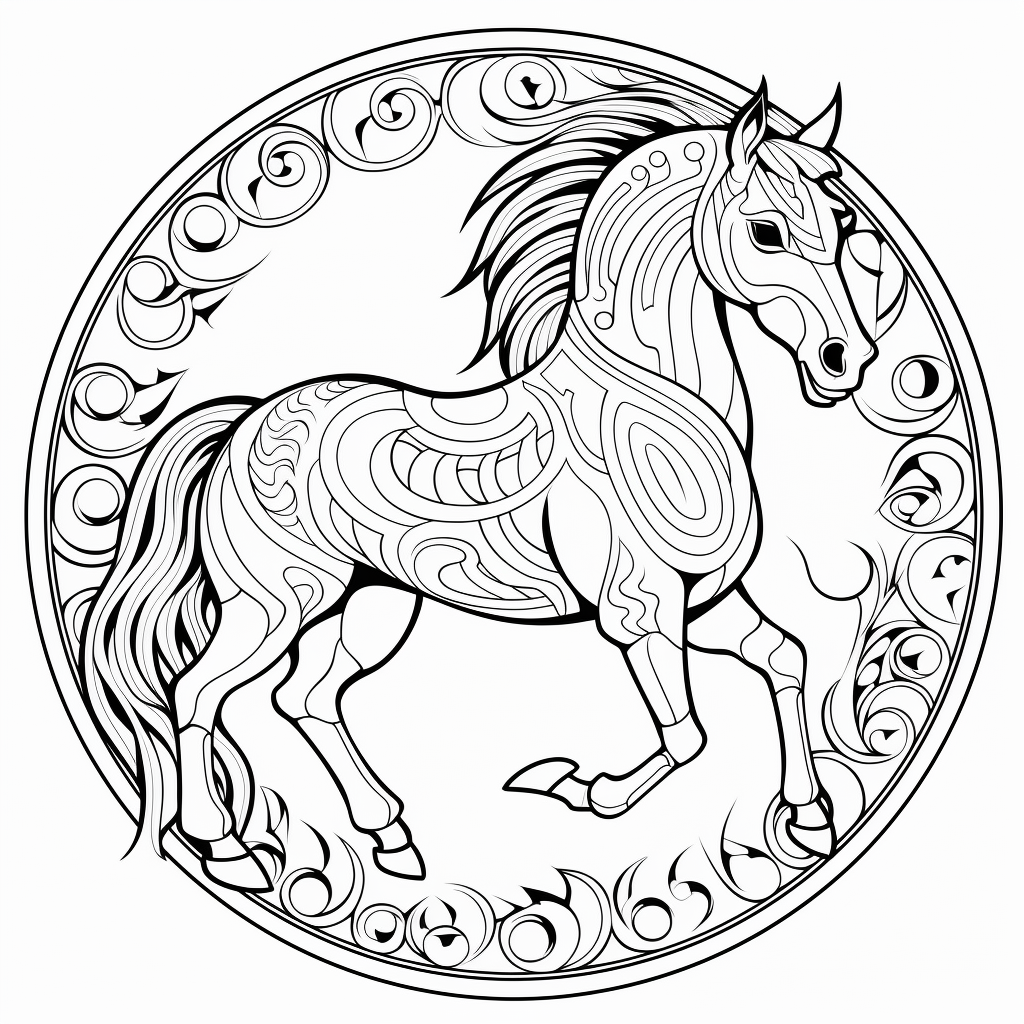 illustration of Festive Christmas horse mandala for adults