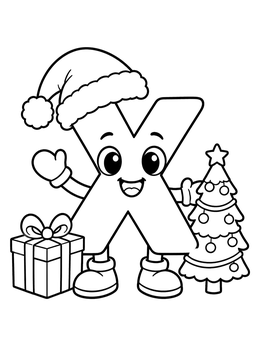Free printable Festive Christmas Letter X Character coloring page