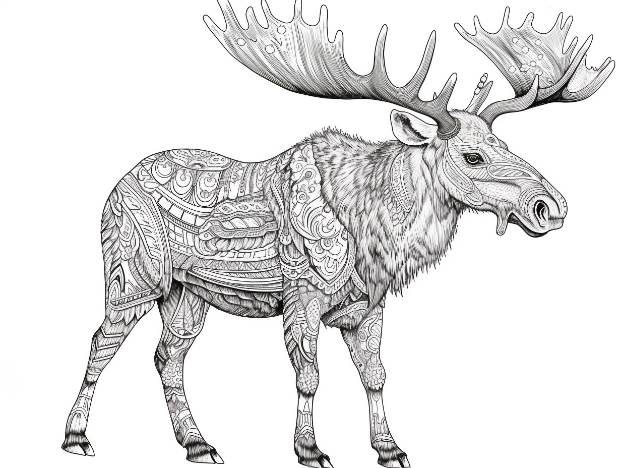 illustration of Festive Christmas moose coloring