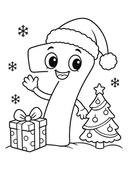 Free printable Festive Christmas Number Seven coloring page