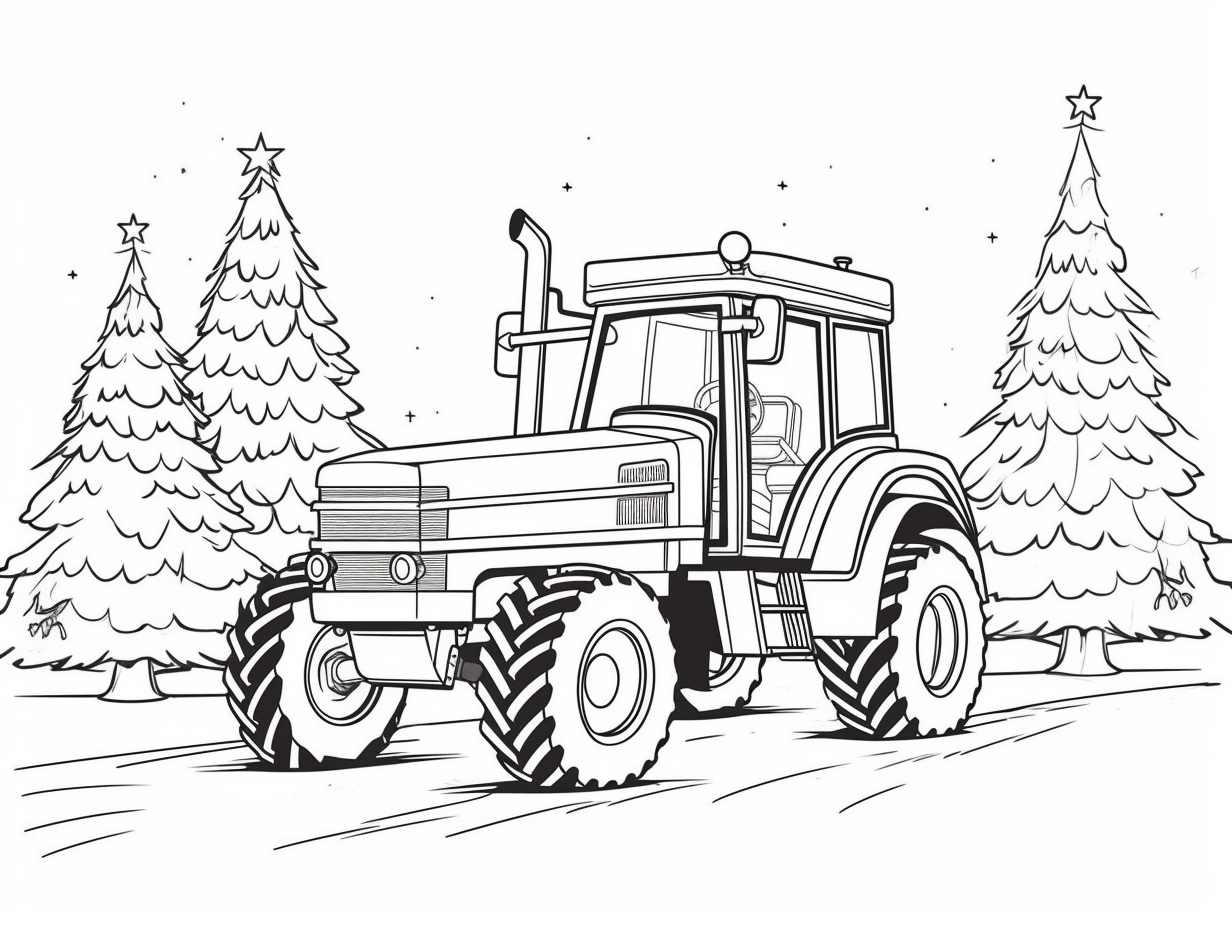 illustration of Festive Christmas tractor