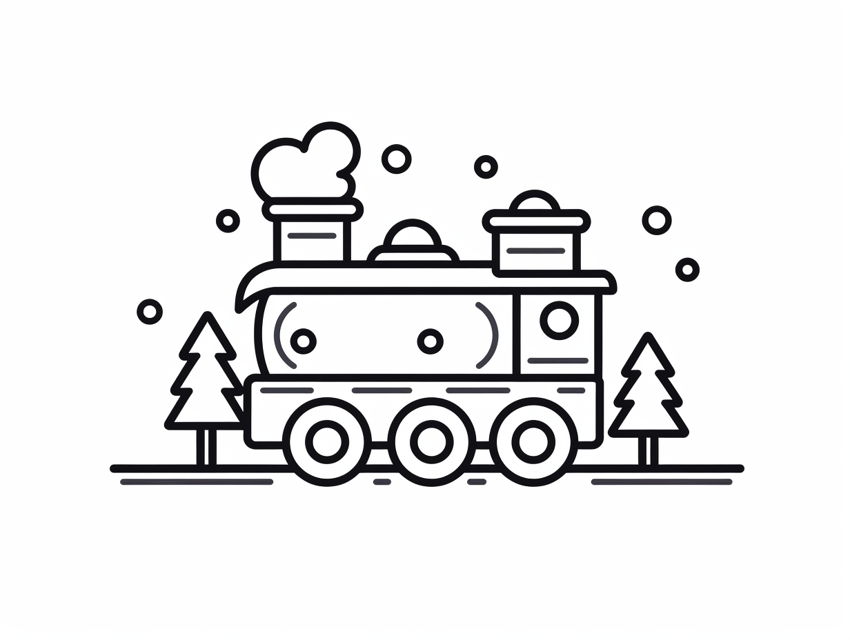 illustration of Festive Christmas train coloring