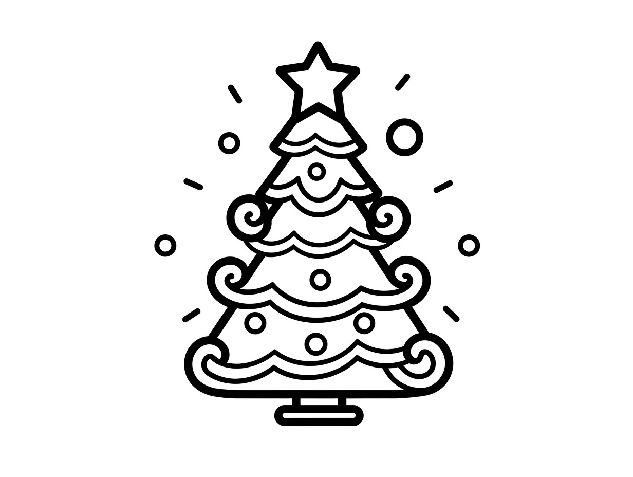 illustration of Festive Christmas tree coloring