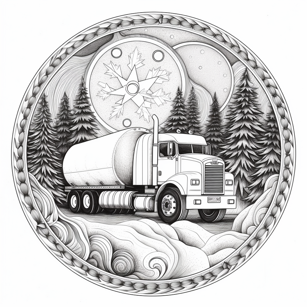 illustration of Festive Christmas truck mandala