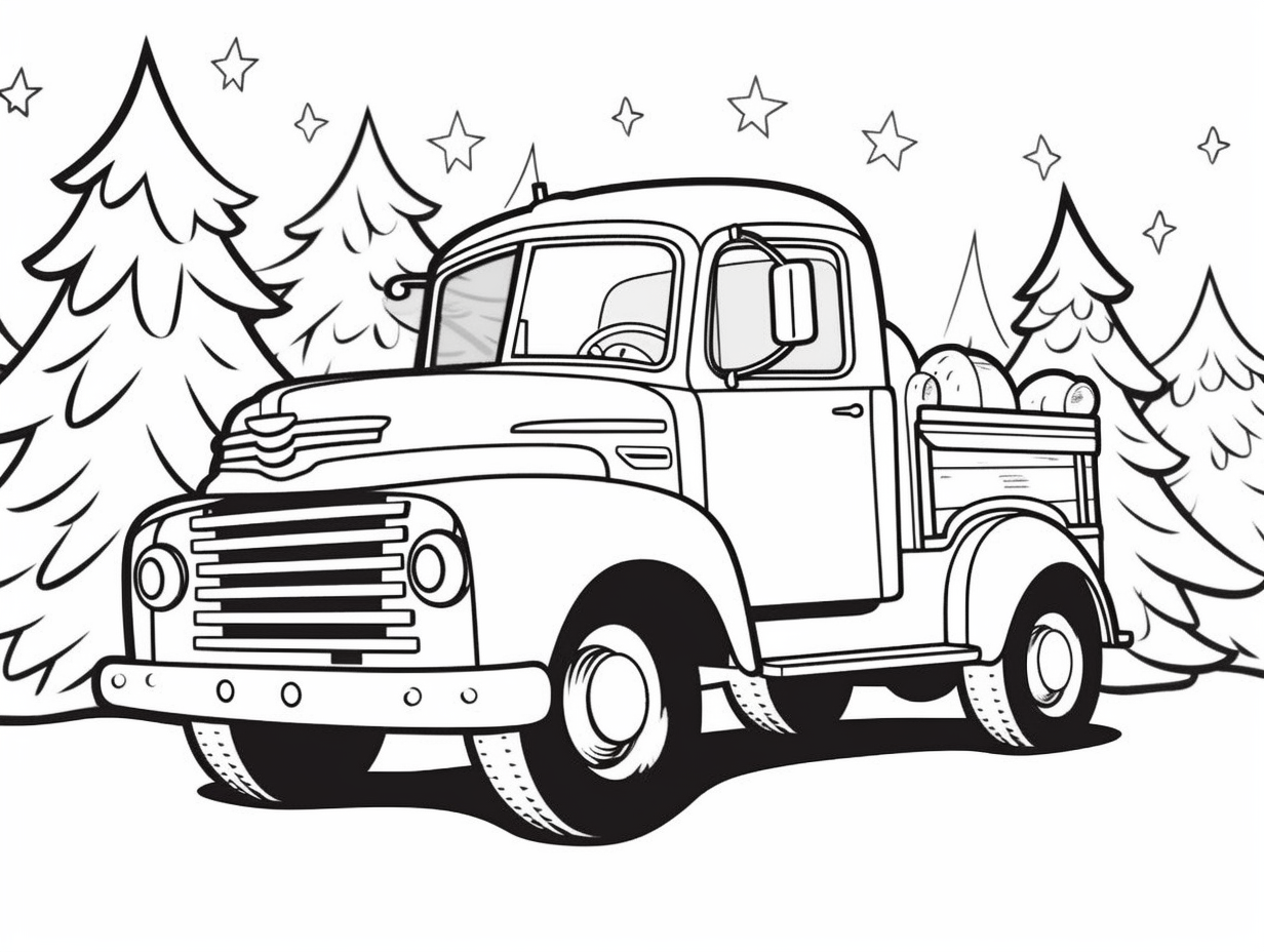 illustration of Festive Christmas truck