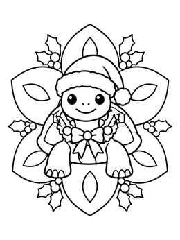 Free printable Festive Christmas Tortoise With Mandala coloring page