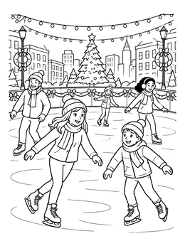Free printable Festive City Ice Skating Rink coloring page