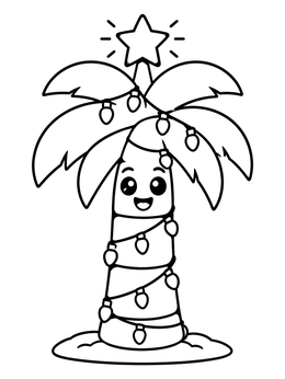 Free printable Festive Palm Tree With Star coloring page