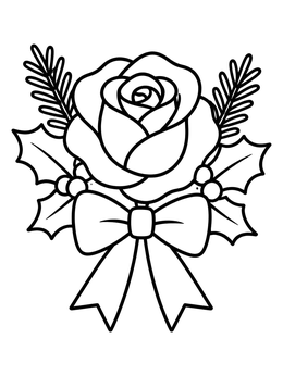 Free printable Festive Rose Tattoo With Bow coloring page
