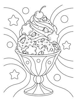 Free printable Festive Sundae With Star Toppings coloring page