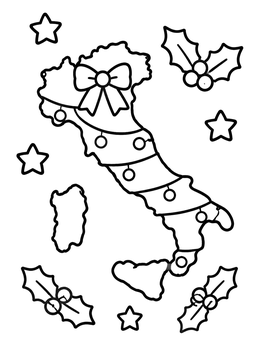 Free printable Festive Map Of Italy With Bow coloring page