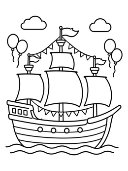 Free printable Festive Mayflower Sailing Ship coloring page