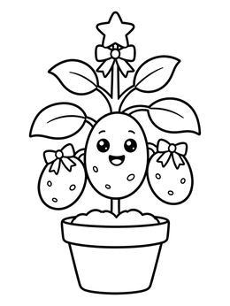 Free printable Festive Potato Plant In Pot coloring page