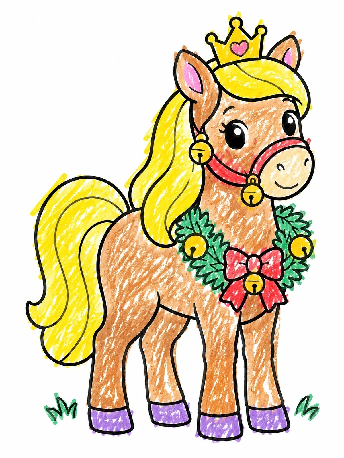 Colored example of the Festive Princess Pony With Crown coloring page