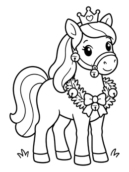 Free printable Festive Princess Pony With Crown coloring page