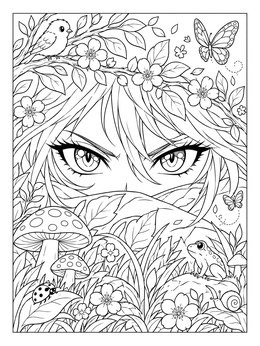 Free printable Fierce Anime Eyes In Nature coloring page