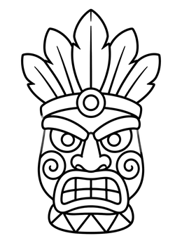 Free printable Fierce Tiki Mask With Headdress coloring page