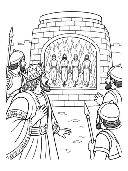 Free printable Four Figures In The Fiery Furnace coloring page