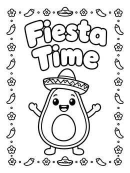 Free printable Fiesta Avocado In Sombrero coloring page