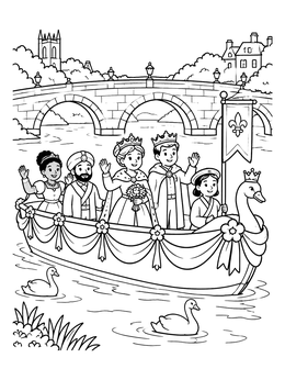 Free printable Royal River Parade Boat coloring page