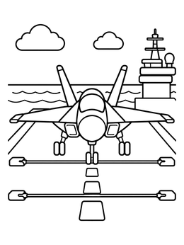 Free printable Fighter Jet On Aircraft Carrier coloring page