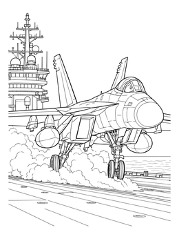 Free printable Fighter Jet Launching From Aircraft Carrier coloring page