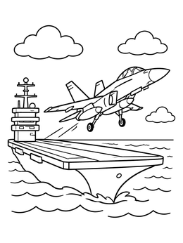 Free printable Fighter Jet Launching From Aircraft Carrier coloring page