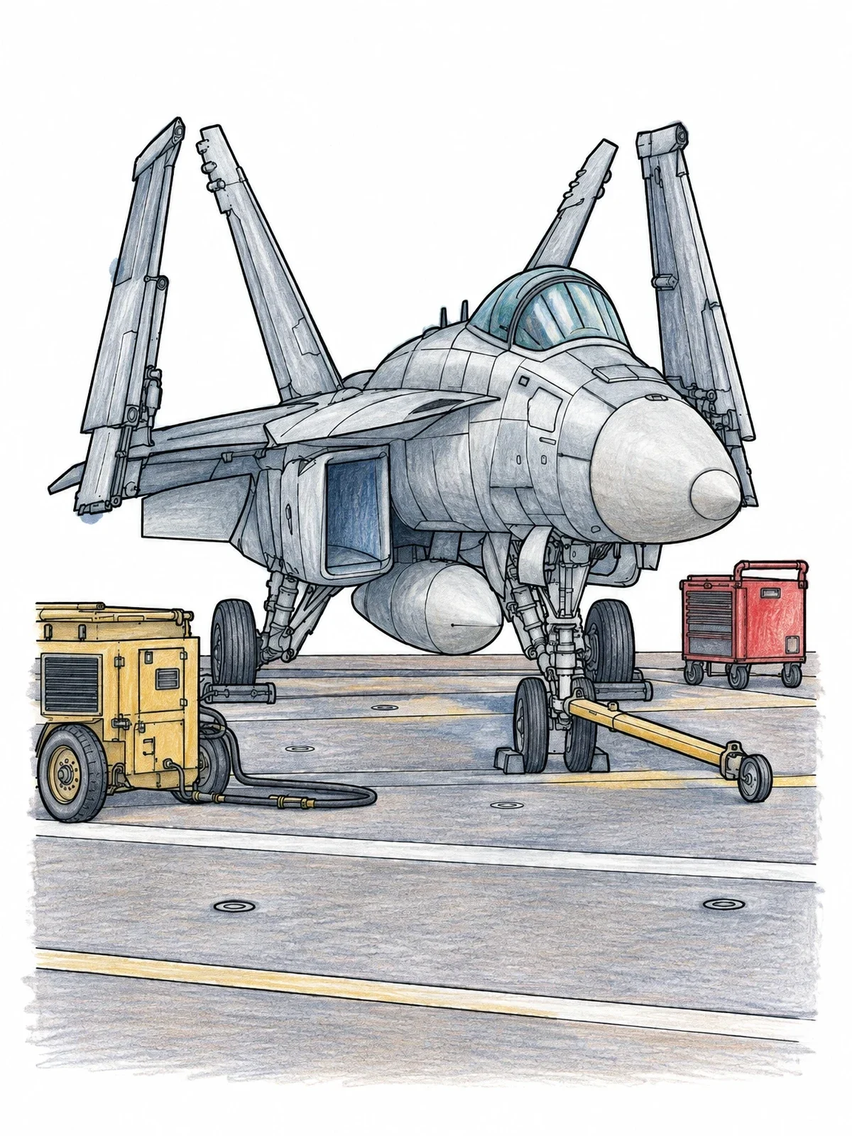 Colored example of the Fighter Jet On Flight Deck coloring page