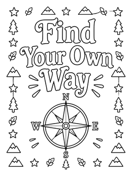 Free printable Find Your Own Way Compass coloring page