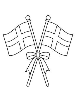Free printable Crossed Finnish Flags With Ribbon coloring page