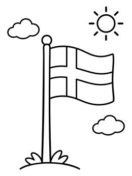 Free printable Finnish Flag On A Pole coloring page