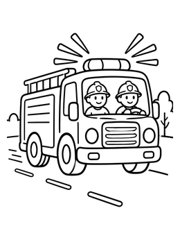 Free printable Friendly Firefighters On The Road coloring page