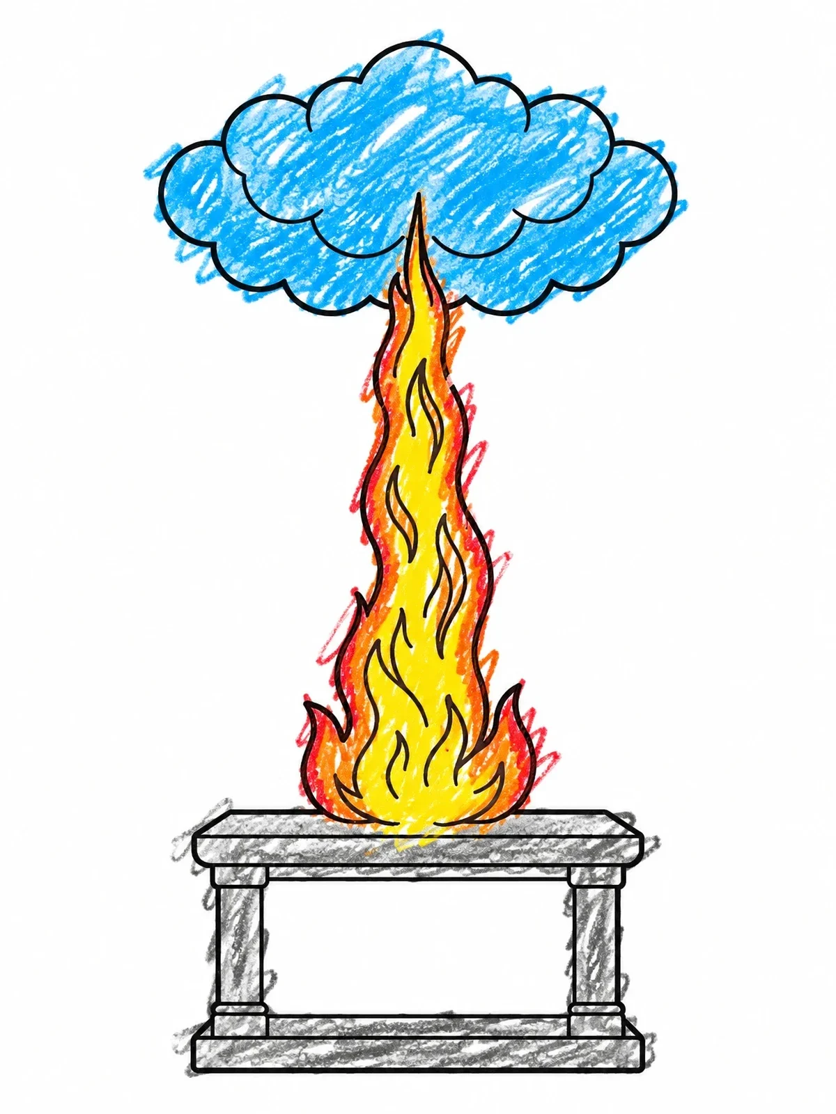 Colored example of the Fire Falling From Heaven Onto The Altar coloring page