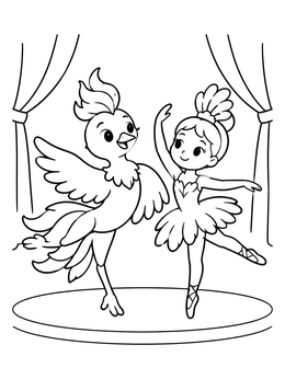 Free printable Ballerina And Firebird On Stage coloring page