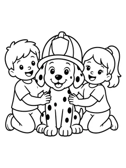 Dalmatian Puppy With Friendly Kids