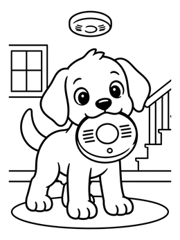 Free printable Puppy With Smoke Detector coloring page