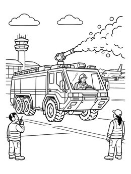 Free printable Airport Rescue Fire Engine In Action coloring page