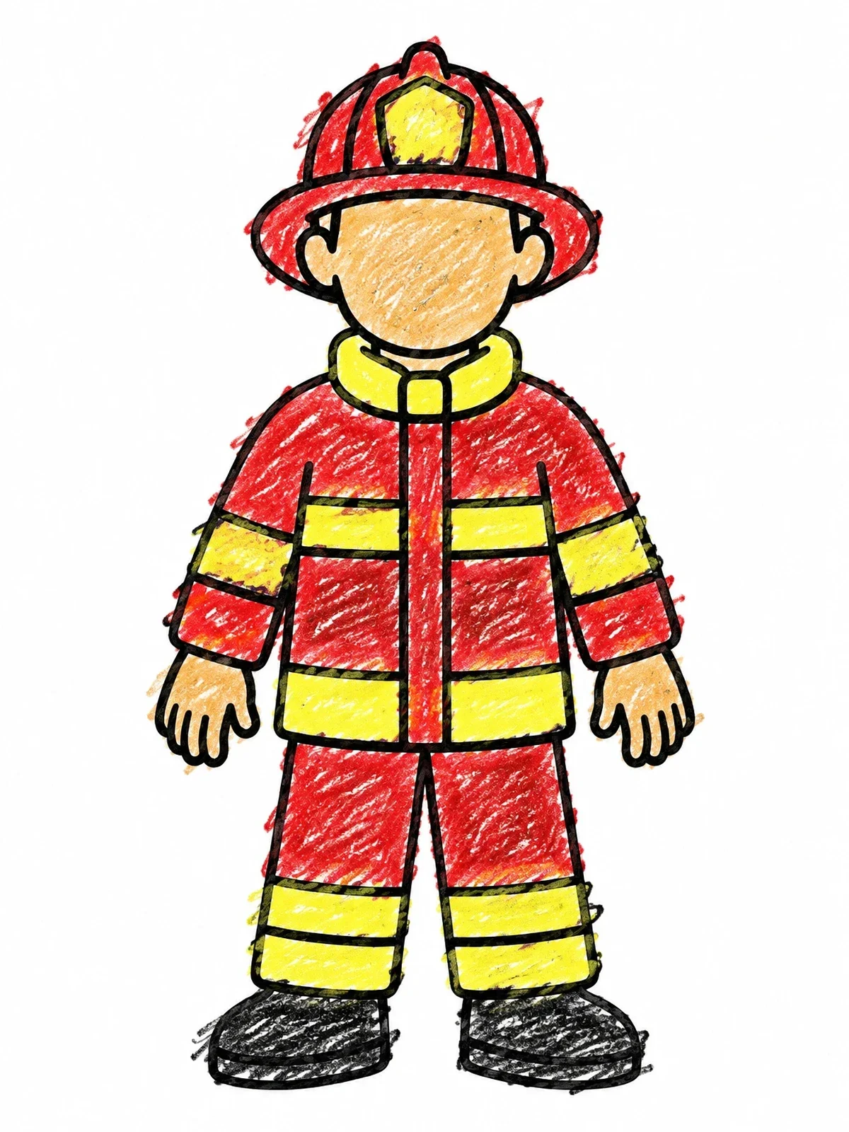 Colored example of the Firefighter Blank Face Template coloring page