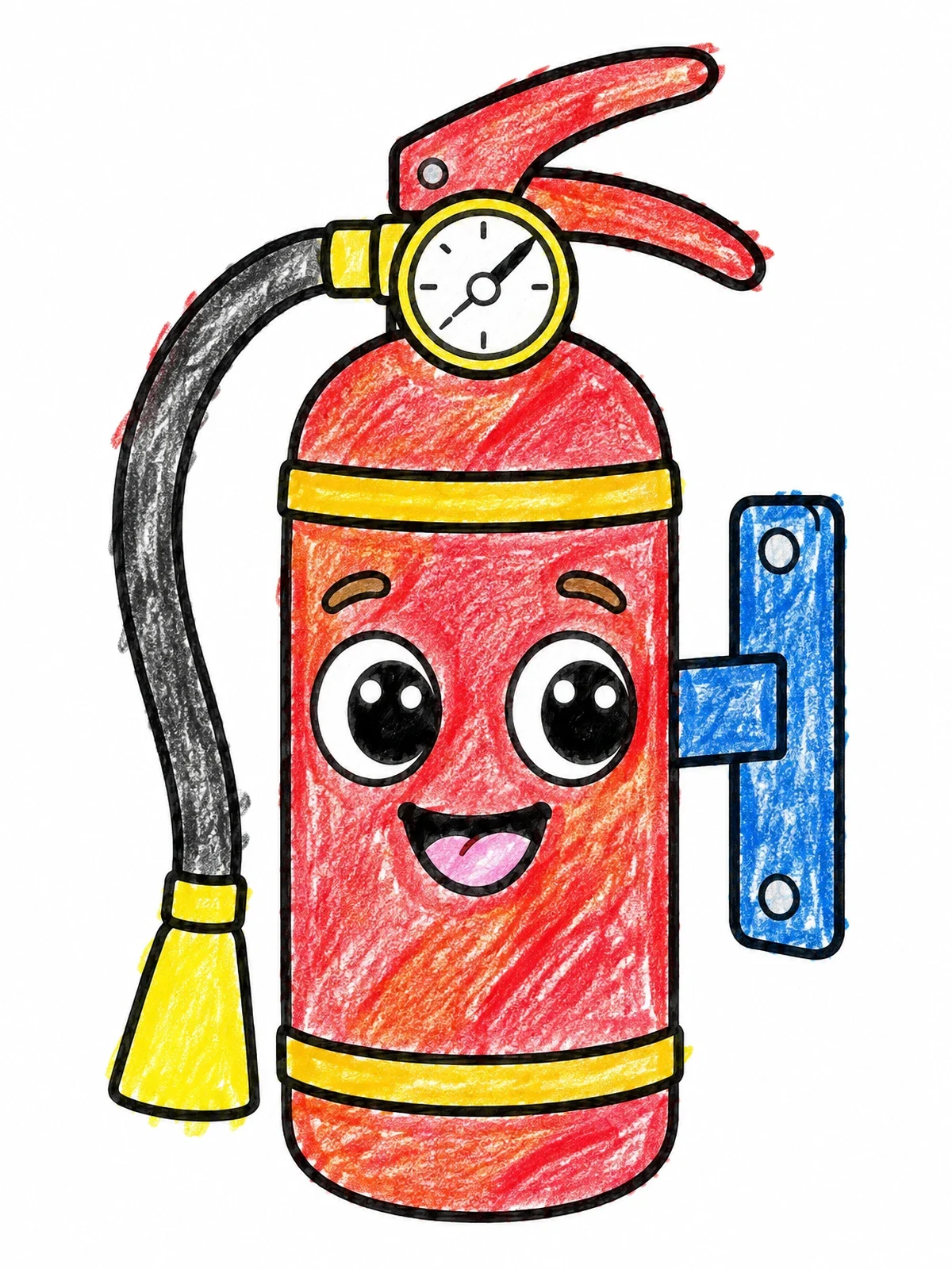 Colored example of the Cute Cartoon Fire Extinguisher coloring page