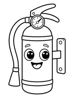 Free printable Cute Cartoon Fire Extinguisher coloring page