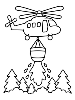 Free printable Firefighting Helicopter Dropping Water coloring page