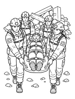 Free printable Rescue Crew Carrying Stretcher coloring page