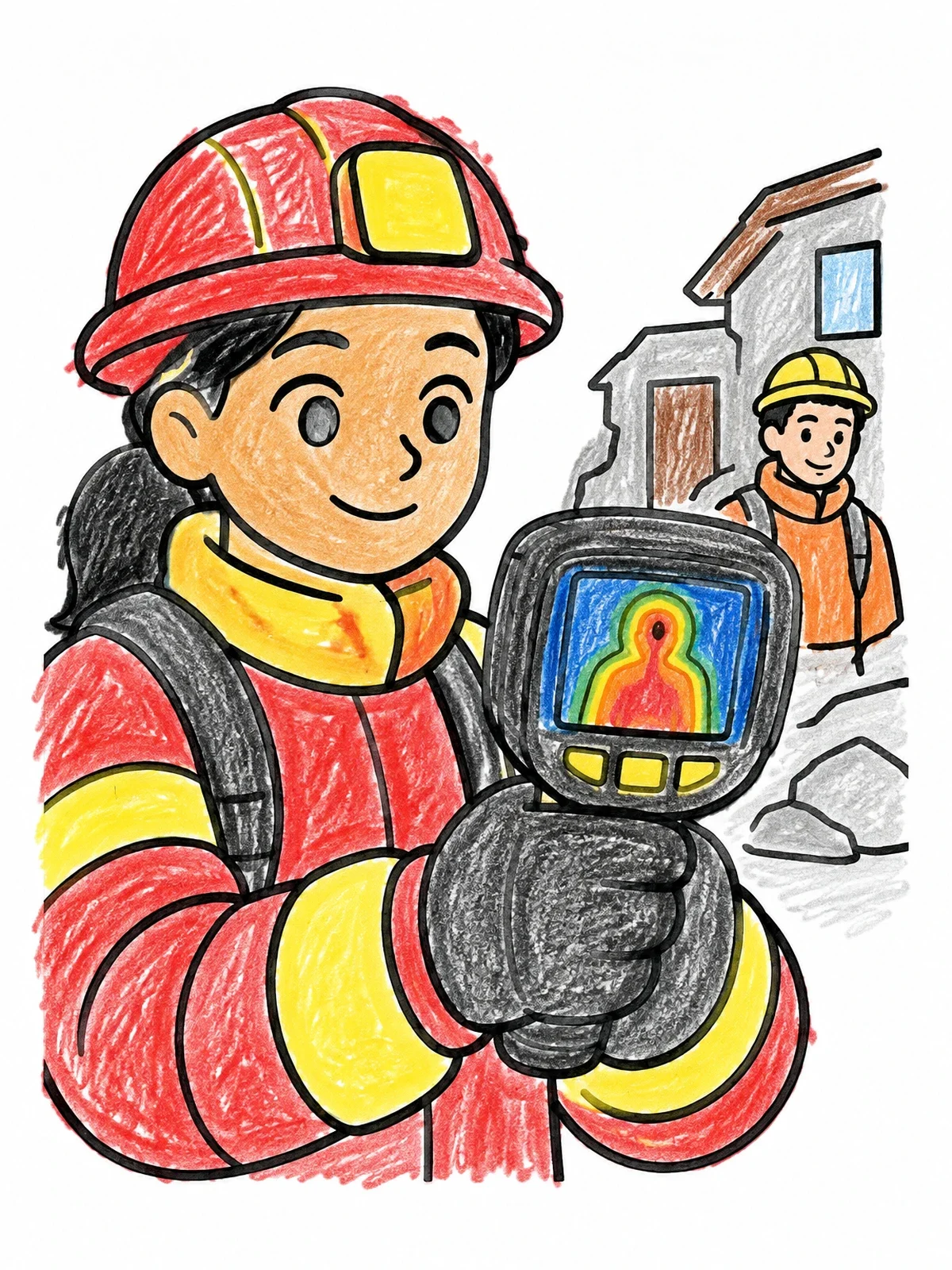 Colored example of the Rescue Worker With Thermal Camera coloring page