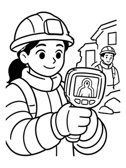Free printable Rescue Worker With Thermal Camera coloring page
