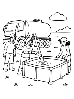 Free printable Water Tanker Truck In The Field coloring page